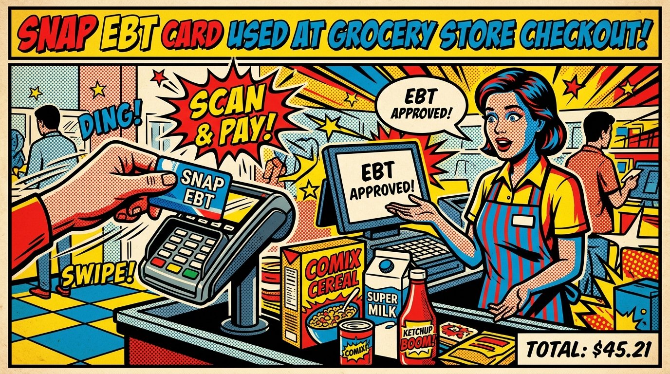 SNAP EBT card used at grocery store checkout